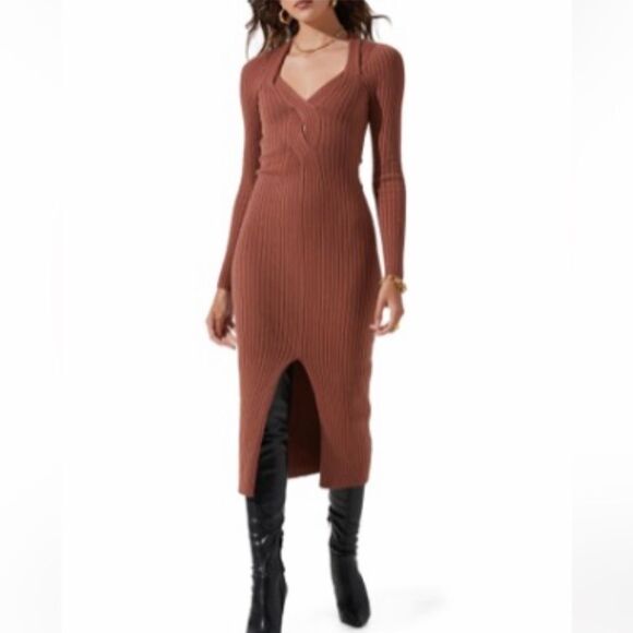 ASTR The Label Long Sleeve Twist Front Sweater Dress - Picture 3 of 9